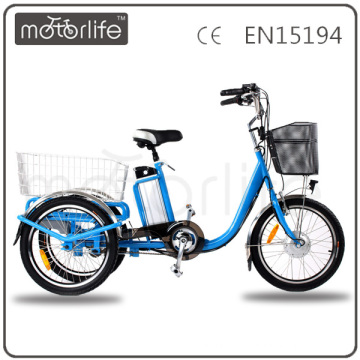 MOTORLIFE / OEM marque EN15194 36v 250w trois roues vélo électrique, 3 roues tricycle électrique de cargaison